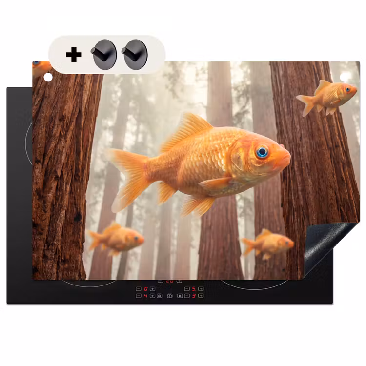 Inductie beschermer en spatscherm (2in1) - Vis - Bos - Fantasie — 1