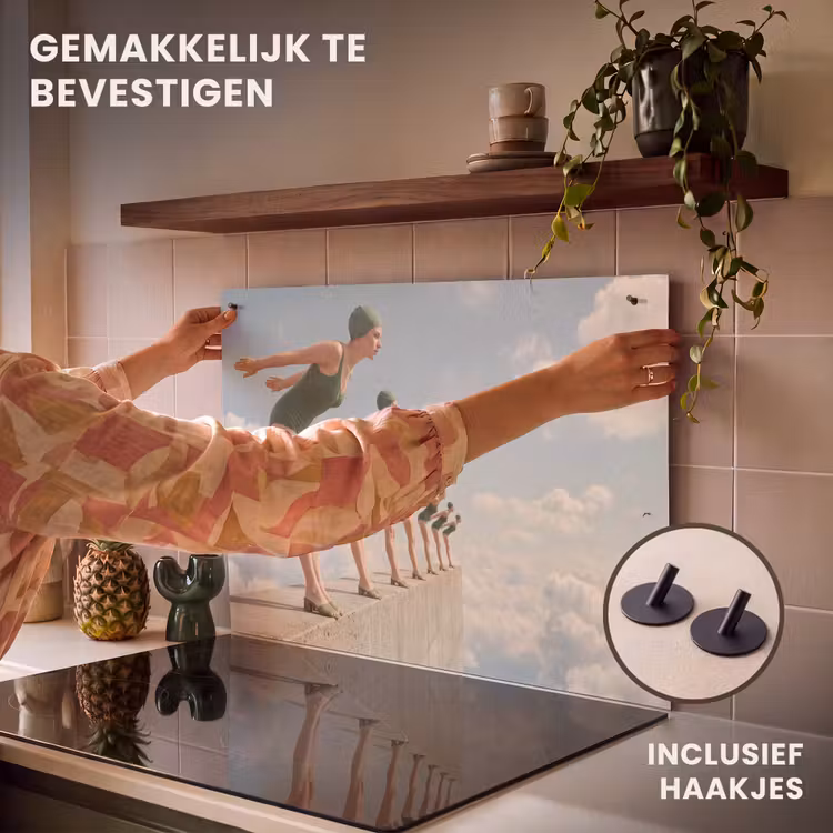Inductie beschermer en spatscherm (2in1) - Vrouwen - Duikhouding - Wolken — 7