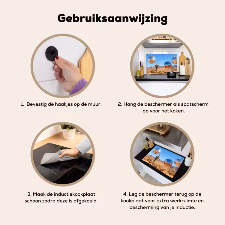 Inductie beschermer en spatscherm (2in1) - Woestijn - Spiegelbal - Kunst — 6