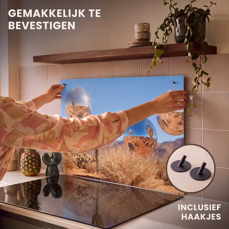 Inductie beschermer en spatscherm (2in1) - Woestijn - Spiegelbal - Kunst — 7