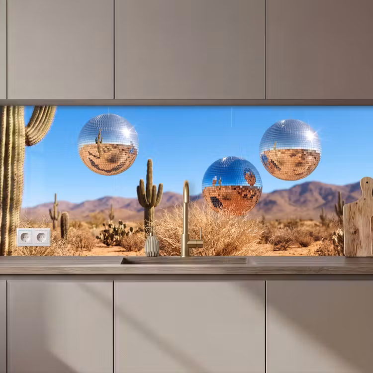 Keuken achterwand - Woestijn - Spiegelbal - Kunst — 1