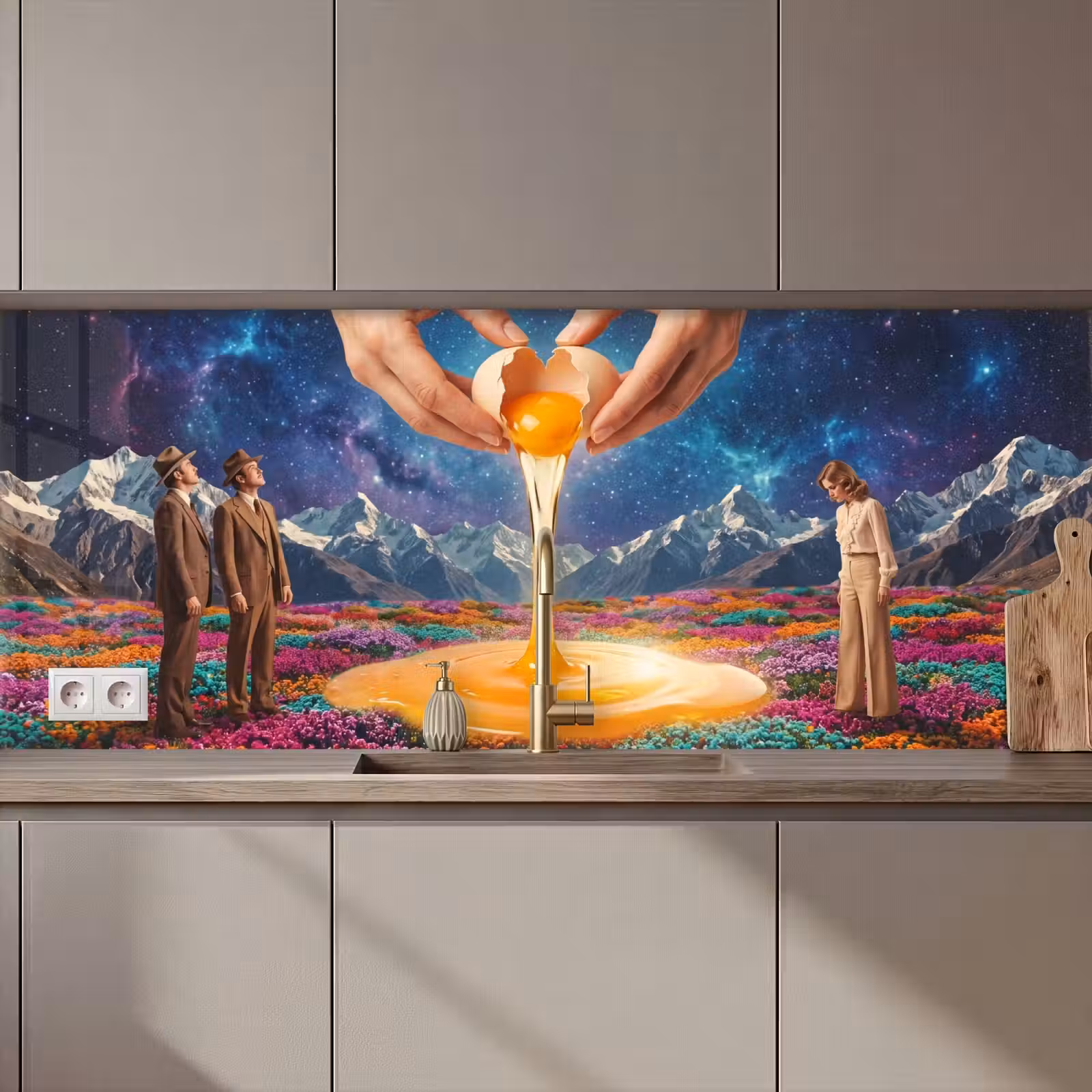 Keuken achterwand - Handen - Ei - Surrealisme — 1
