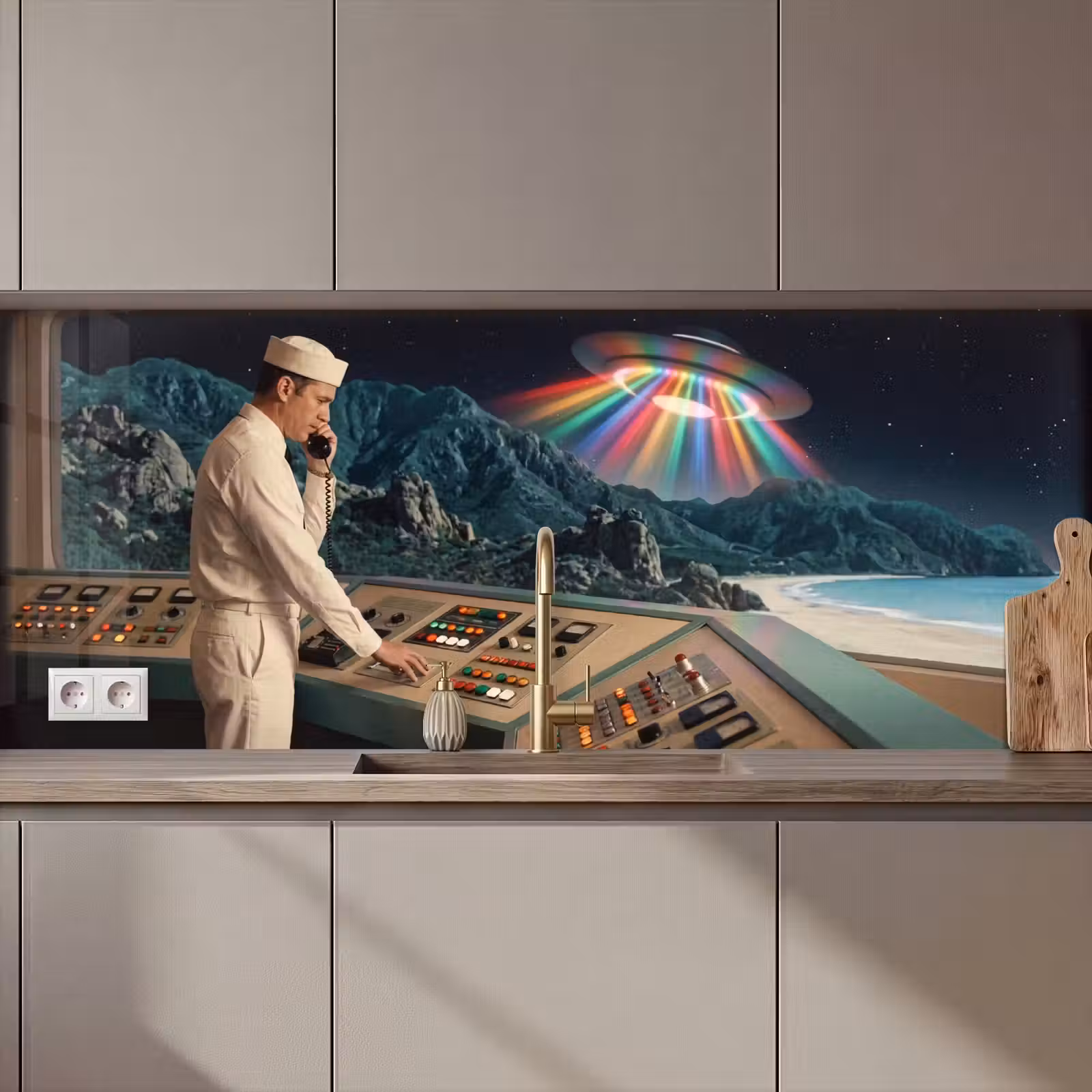 Keuken achterwand - Man - Controlekamer - Strand — 1