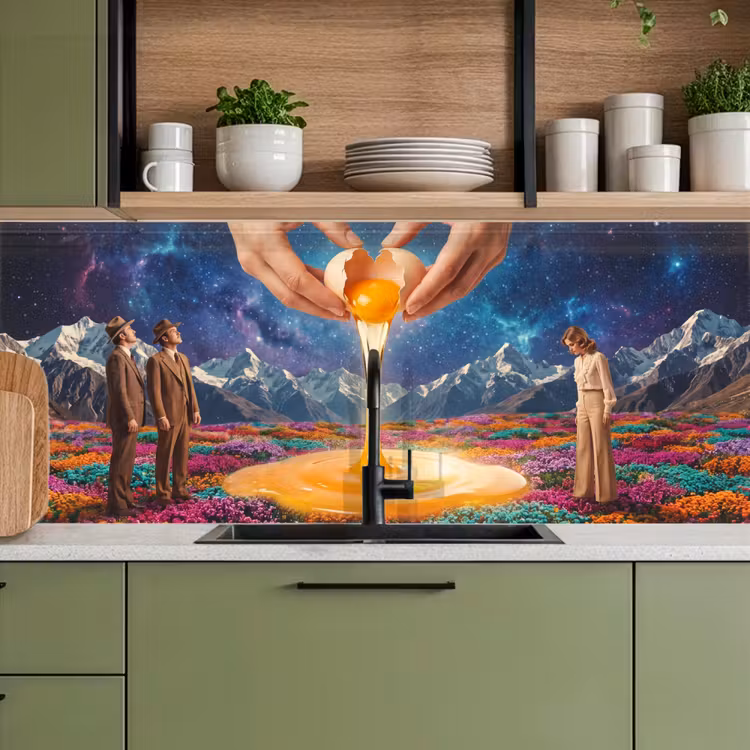 Keuken achterwand - Handen - Ei - Surrealisme — 5