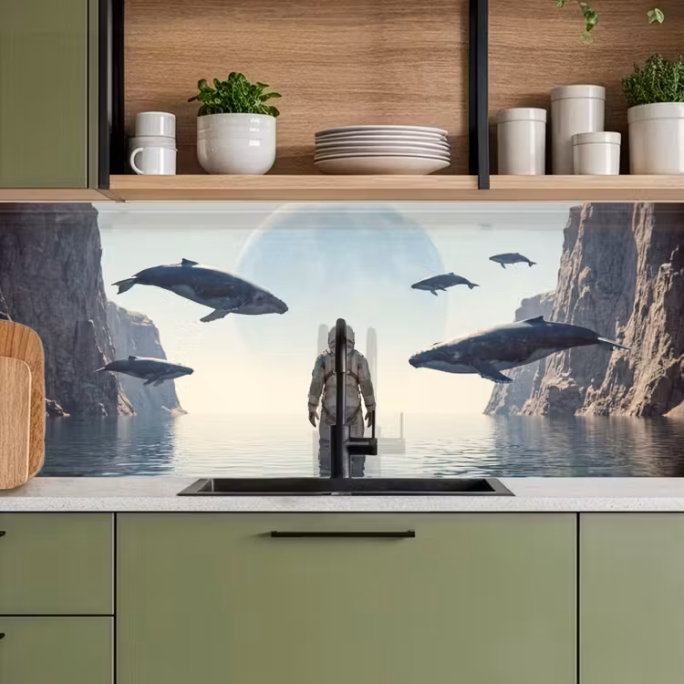 Keuken achterwand - Ruimtevaarder - Walvis - Fantasie — 5