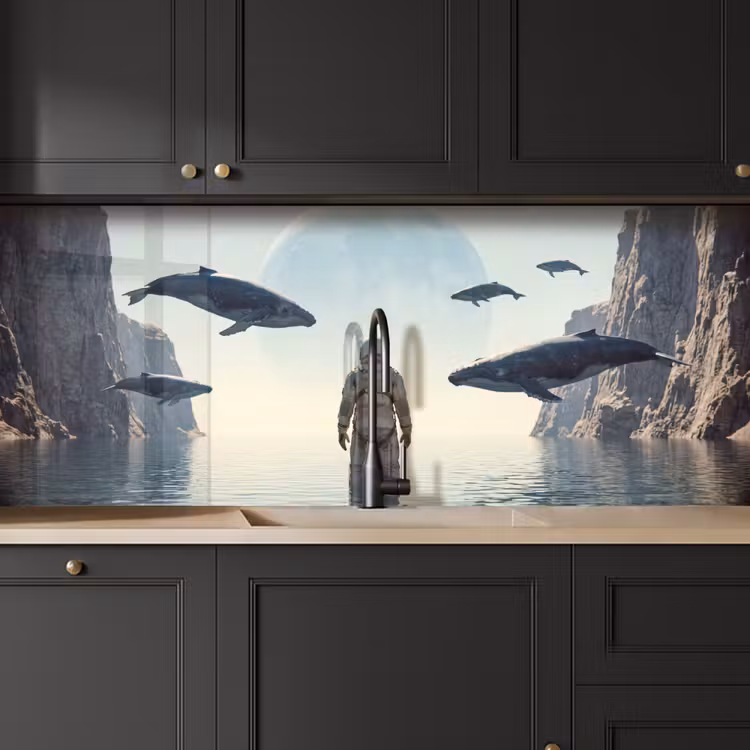 Keuken achterwand - Ruimtevaarder - Walvis - Fantasie — 6