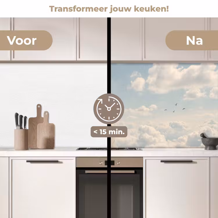Keuken achterwand - Vrouwen - Duikhouding - Wolken — 2