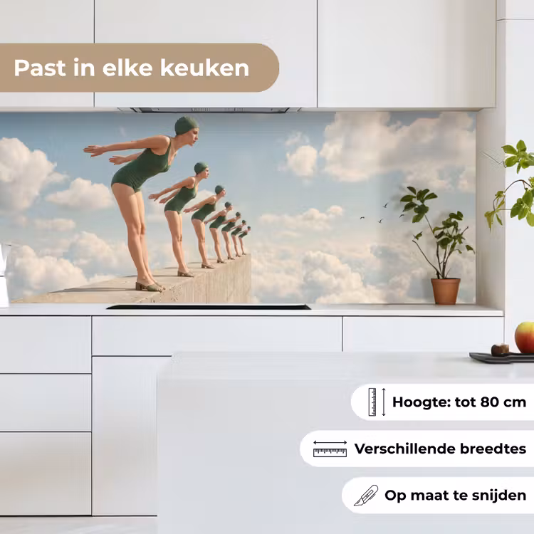 Keuken achterwand - Vrouwen - Duikhouding - Wolken — 4