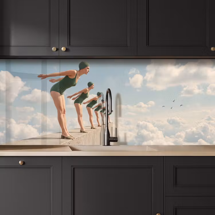 Keuken achterwand - Vrouwen - Duikhouding - Wolken — 6