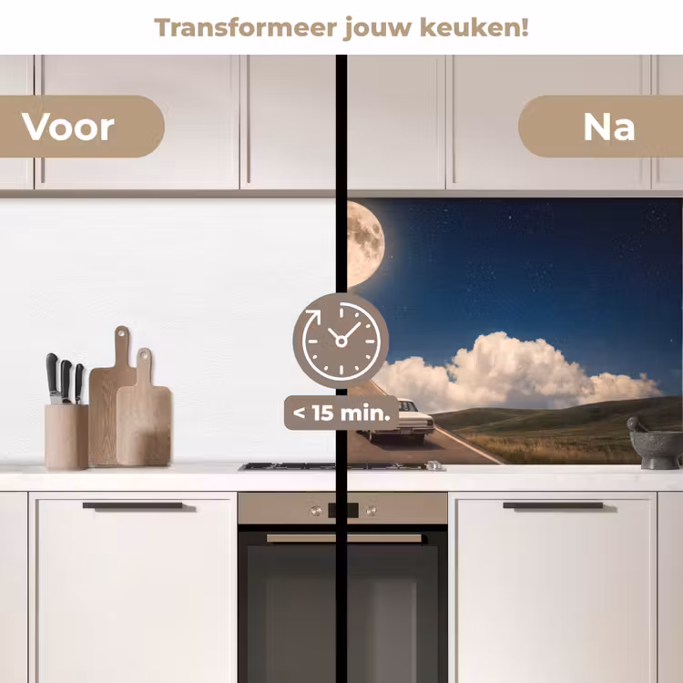 Keuken achterwand - Weg - Maan - Nacht — 2