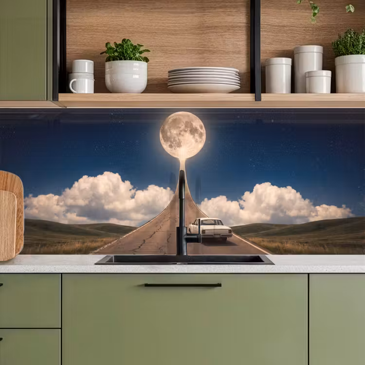 Keuken achterwand - Weg - Maan - Nacht — 5