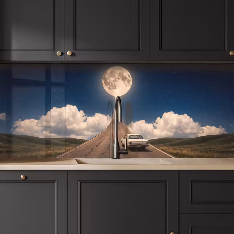 Keuken achterwand - Weg - Maan - Nacht — 6