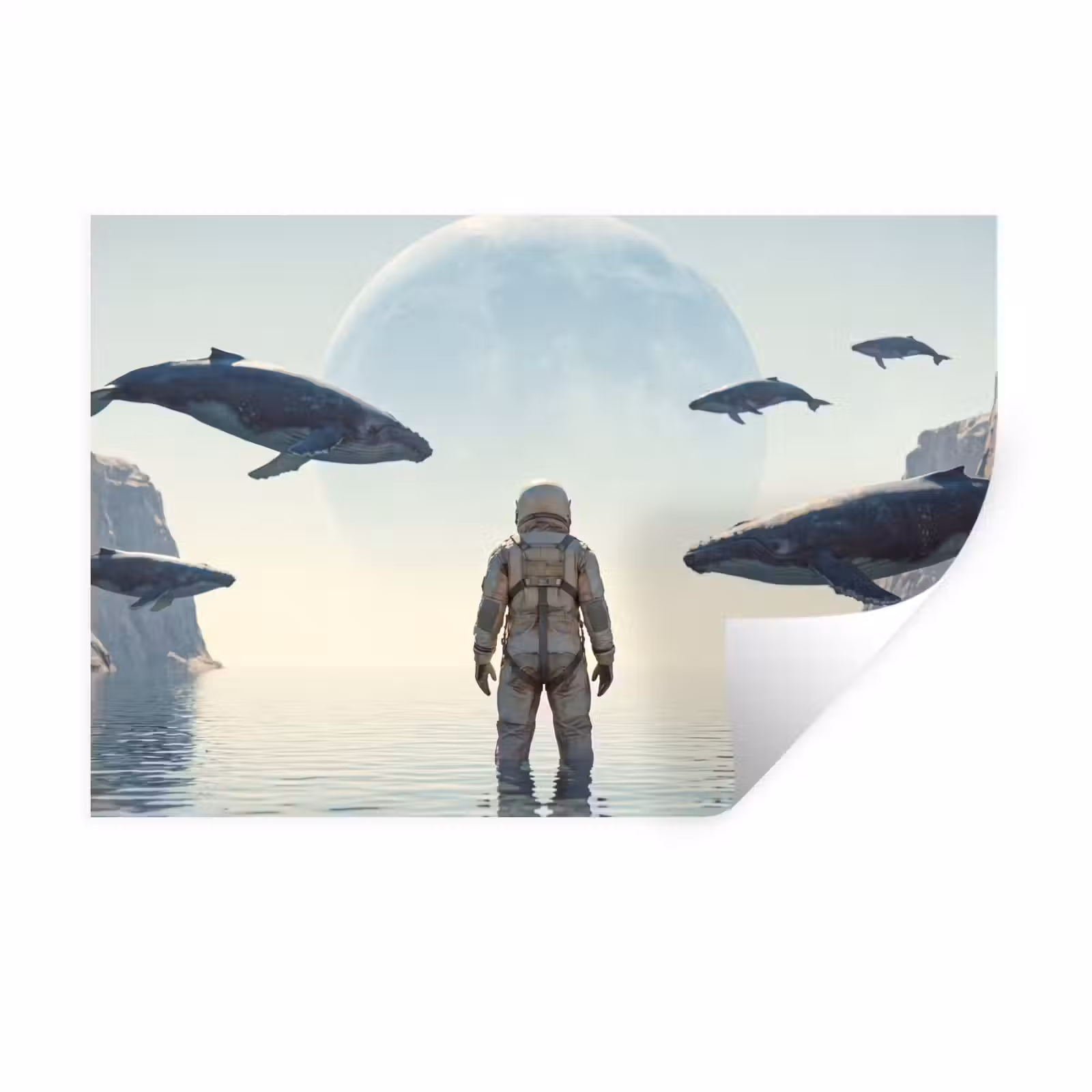 Muursticker - Ruimtevaarder - Walvis - Fantasie — 1