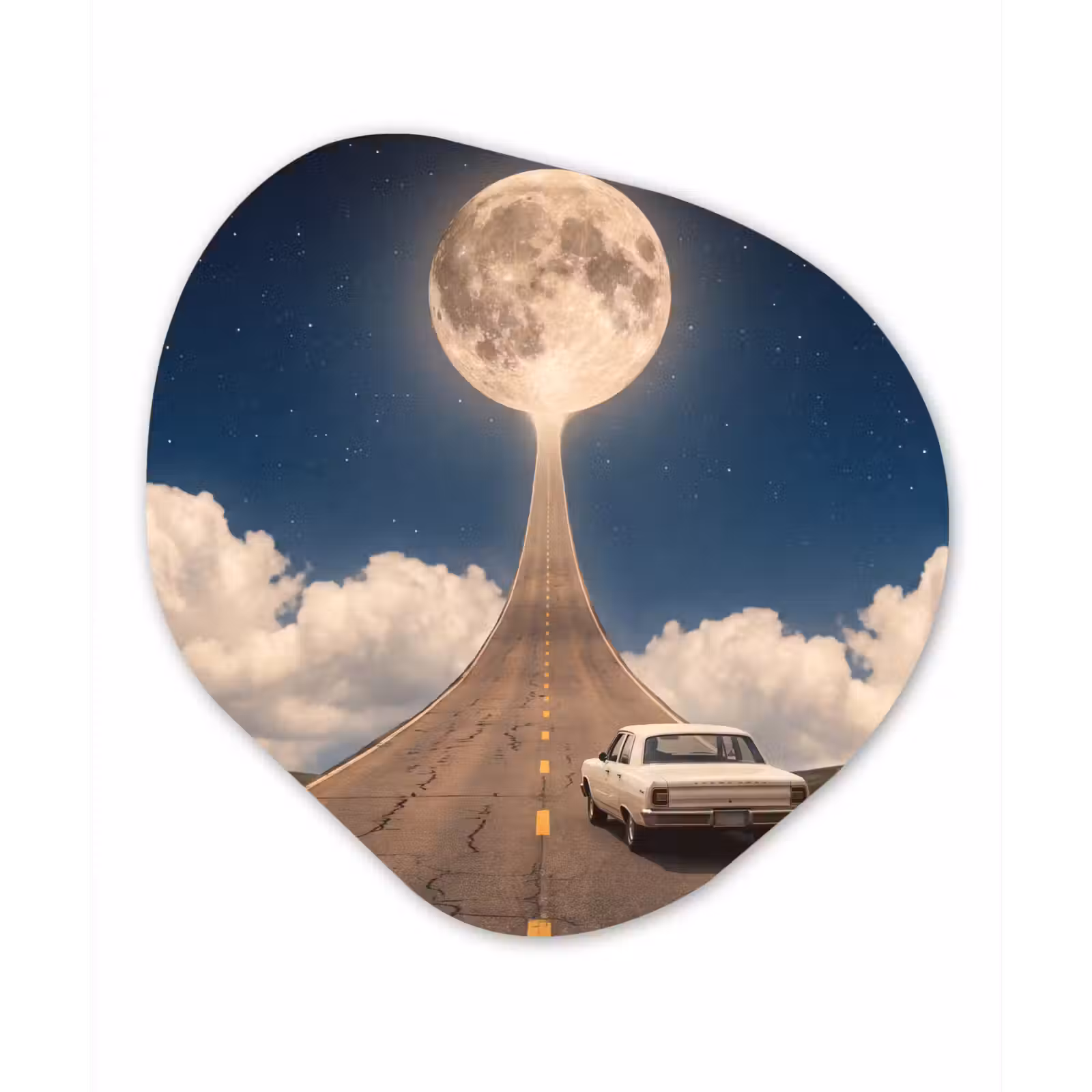 Organisch schilderij - Forex - Weg - Maan - Nacht — 1
