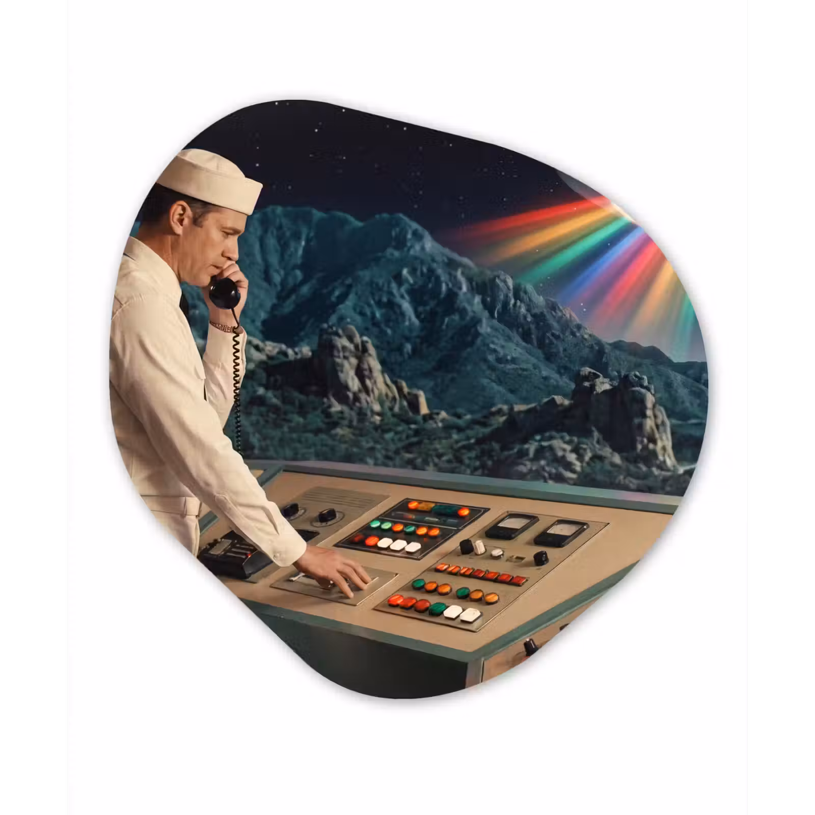 Organische schilderij - Aluminium - Man - Controlekamer - Strand — 1