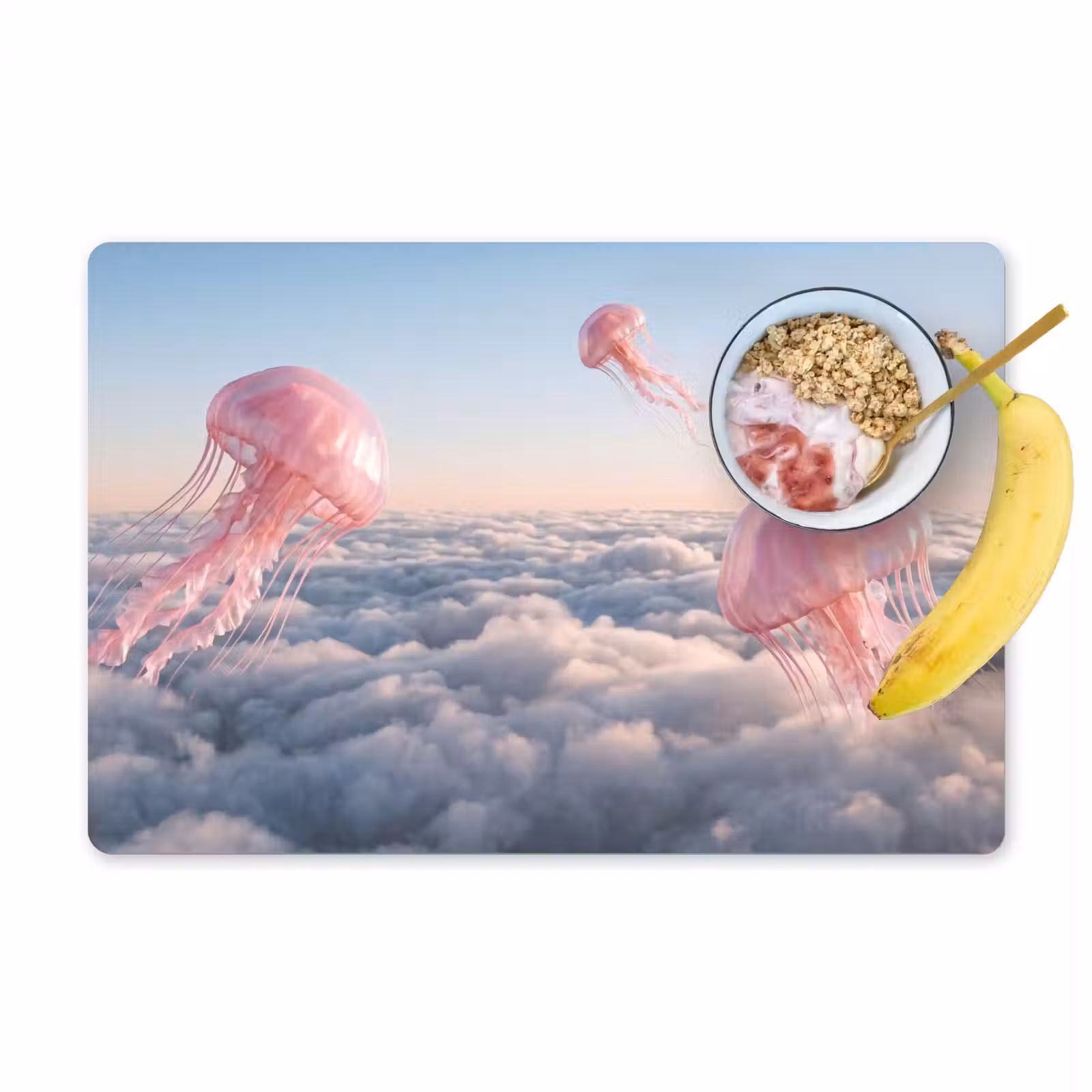 Placemat - 6 stuks - Roze dier - Wolken — 1
