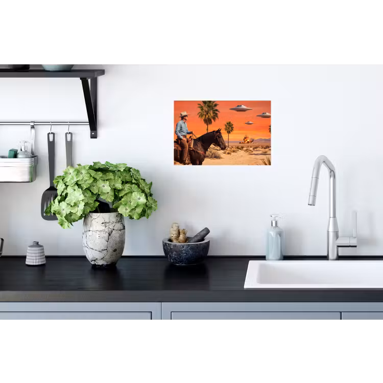 Muursticker - Cowboy - Paard - Woestijn — 2