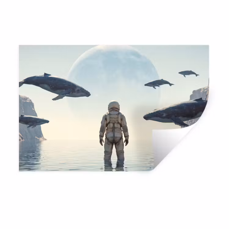 Muursticker - Ruimtevaarder - Walvis - Fantasie — 1