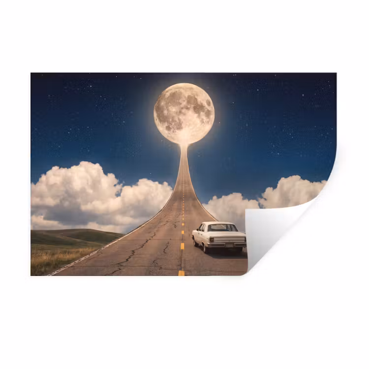 Muursticker - Weg - Maan - Nacht — 1