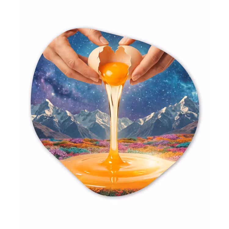 Organisch schilderij - Forex - Handen - Ei - Surrealisme — 1