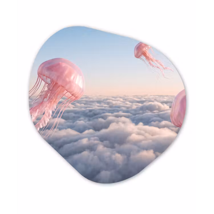 Organisch schilderij - Forex - Roze dier - Wolken — 1