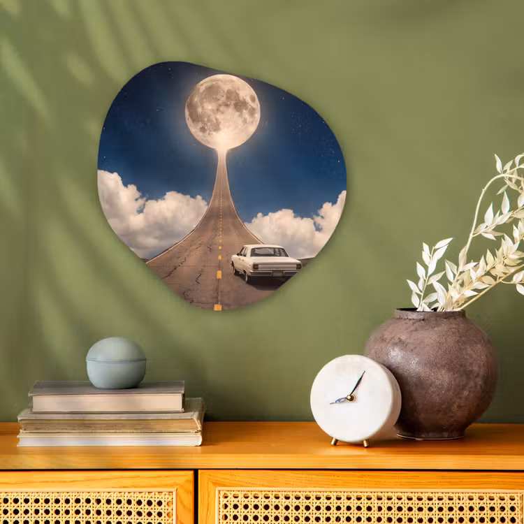 Organisch schilderij - Forex - Weg - Maan - Nacht — 2