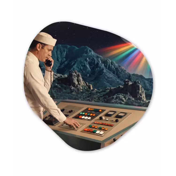 Organische schilderij - Aluminium - Man - Controlekamer - Strand — 1