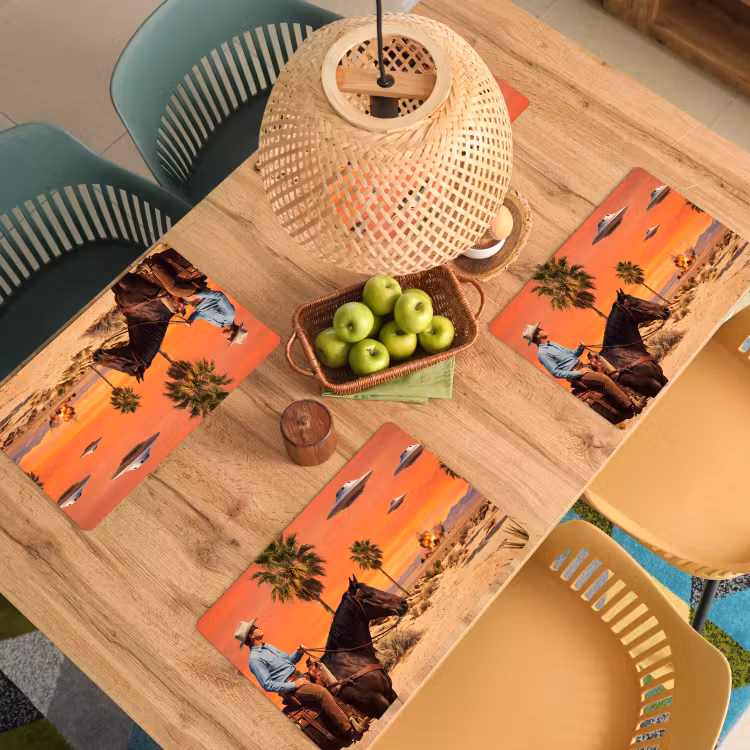Placemat - 6 stuks - Cowboy - Paard - Woestijn — 6