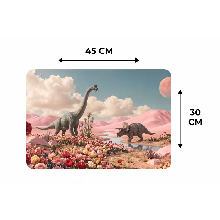 Placemat - 6 stuks - Dinosaurus - Roze - Landschap — 3