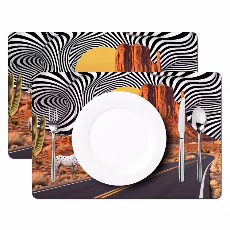 Placemat - 6 stuks - Paard - Woestijn - Natuur — 2