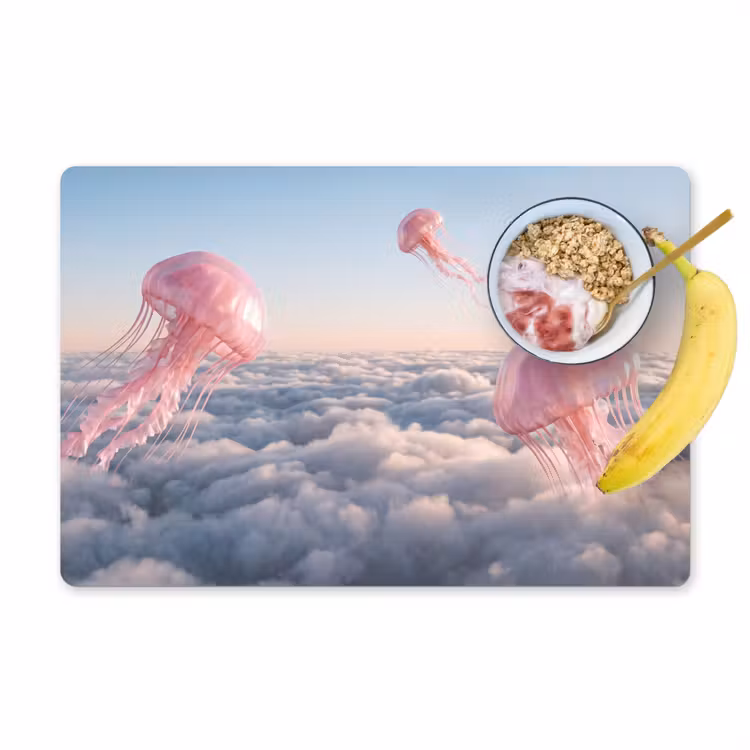 Placemat - 6 stuks - Roze dier - Wolken — 1