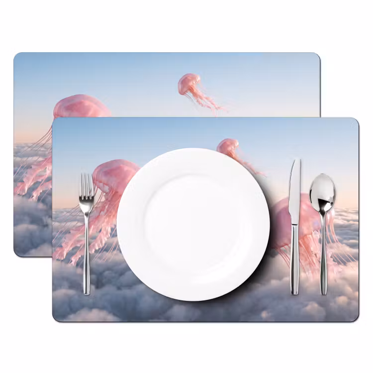 Placemat - 6 stuks - Roze dier - Wolken — 2