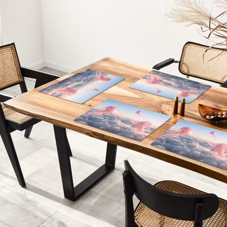 Placemat - 6 stuks - Roze dier - Wolken — 5