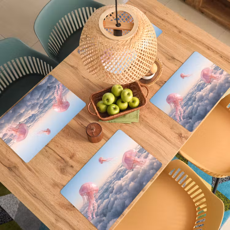 Placemat - 6 stuks - Roze dier - Wolken — 6