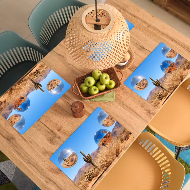 Placemat - 6 stuks - Woestijn - Spiegelbal - Kunst — 6
