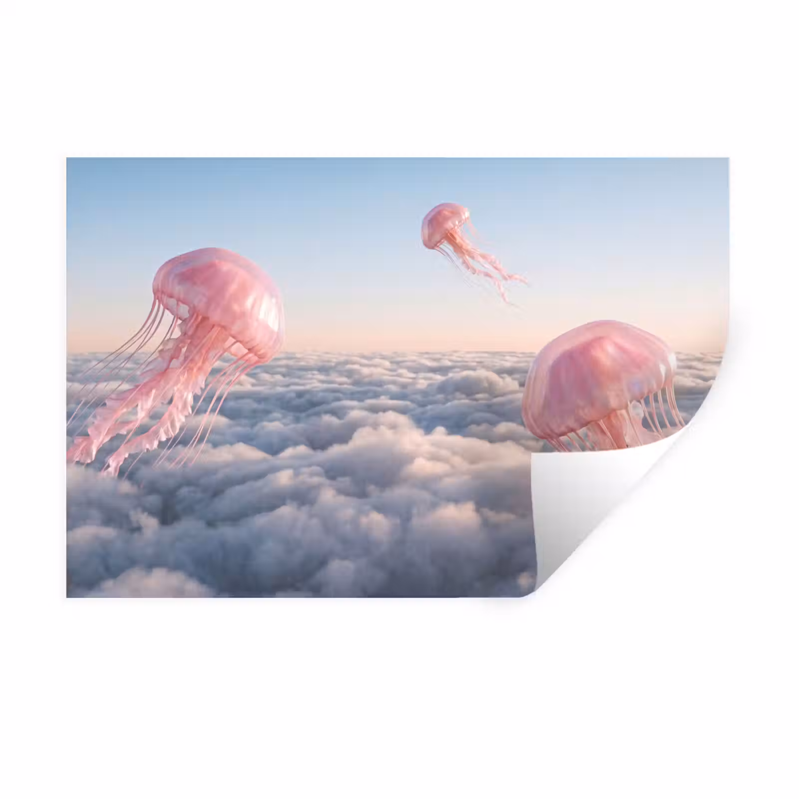 Muursticker - Roze dier - Wolken — 1