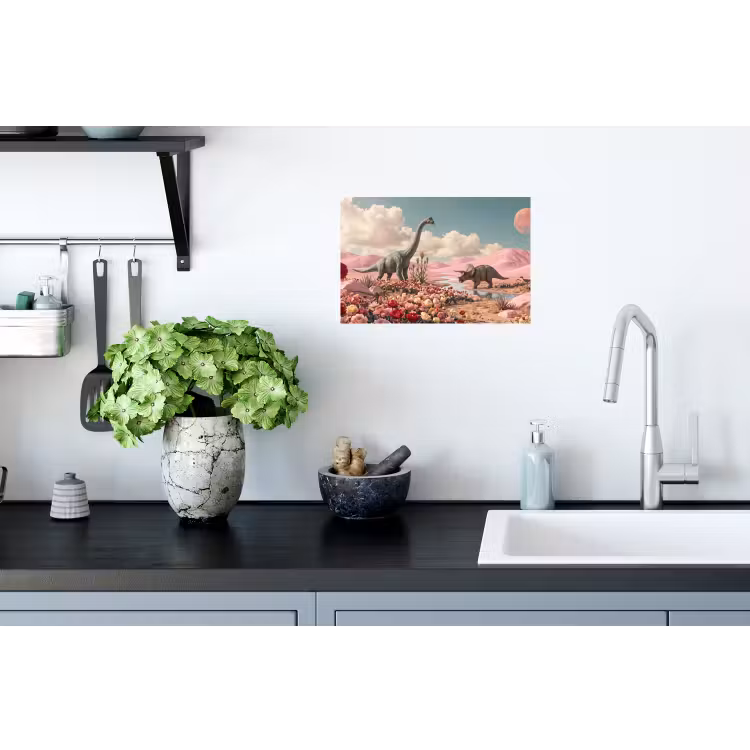 Muursticker - Dinosaurus - Roze - Landschap — 2