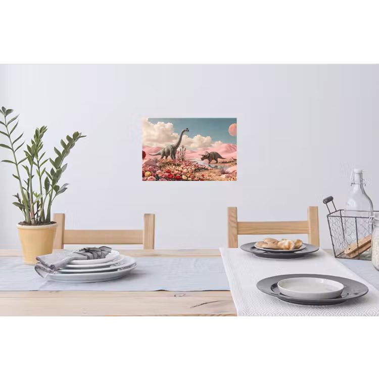 Muursticker - Dinosaurus - Roze - Landschap — 3