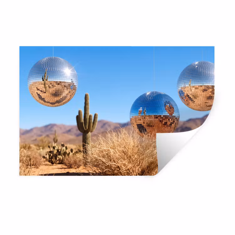 Muursticker - Woestijn - Spiegelbal - Kunst — 1