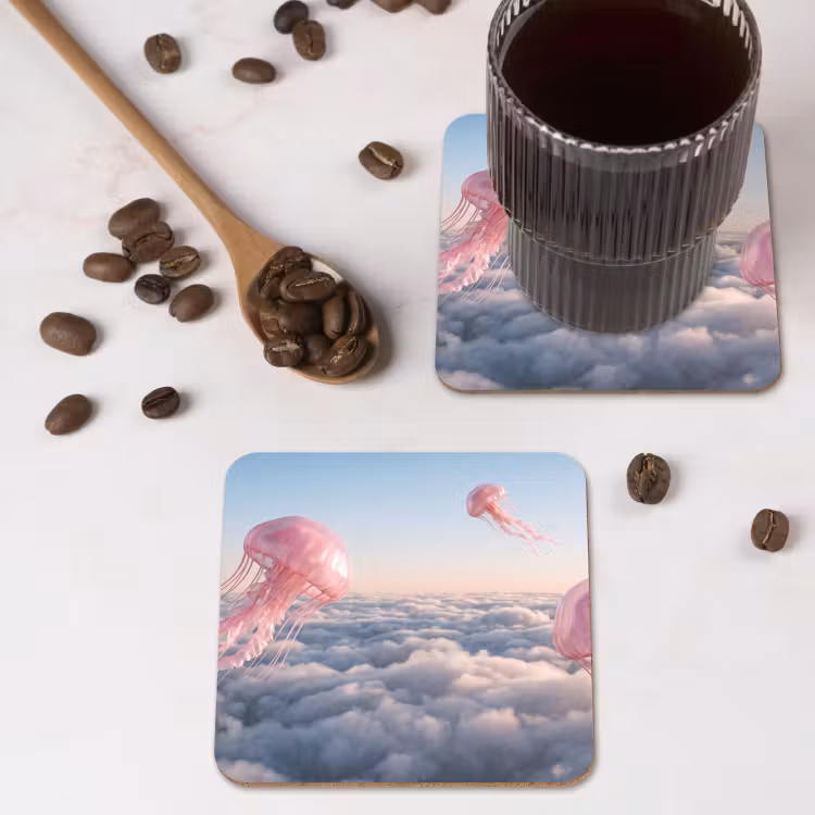 Onderzetter - Roze dier - Wolken — 4