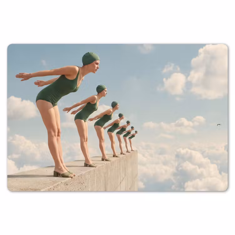 Placemat - 6 stuks - Vrouwen - Duikhouding - Wolken — 7