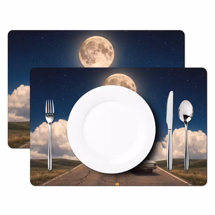 Placemat - 6 stuks - Weg - Maan - Nacht — 2