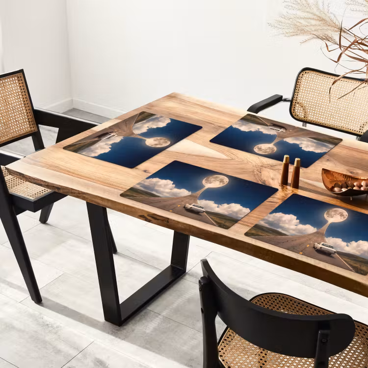 Placemat - 6 stuks - Weg - Maan - Nacht — 5