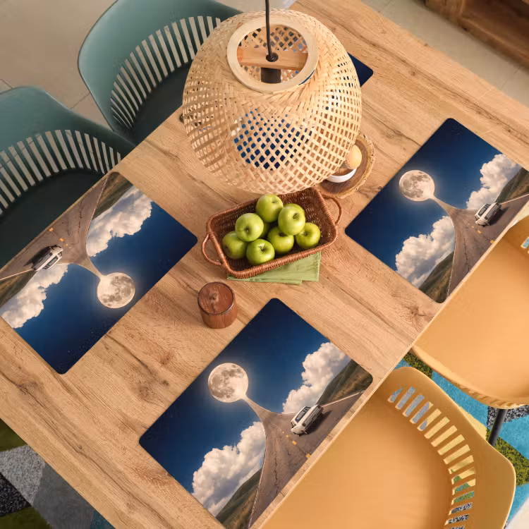 Placemat - 6 stuks - Weg - Maan - Nacht — 6
