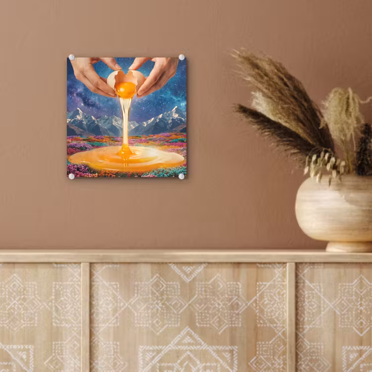 Glas schilderij - Handen - Ei - Surrealisme — 6