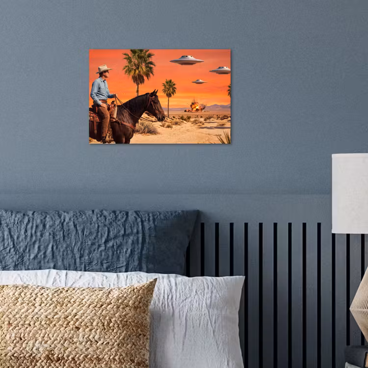 Poster - Cowboy - Paard - Woestijn — 3