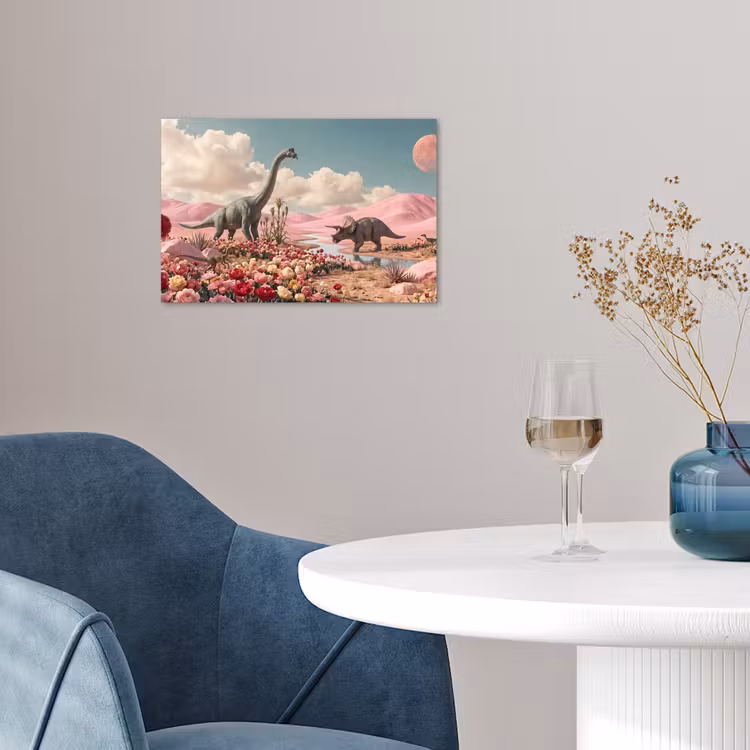 Poster - Dinosaurus - Roze - Landschap — 4