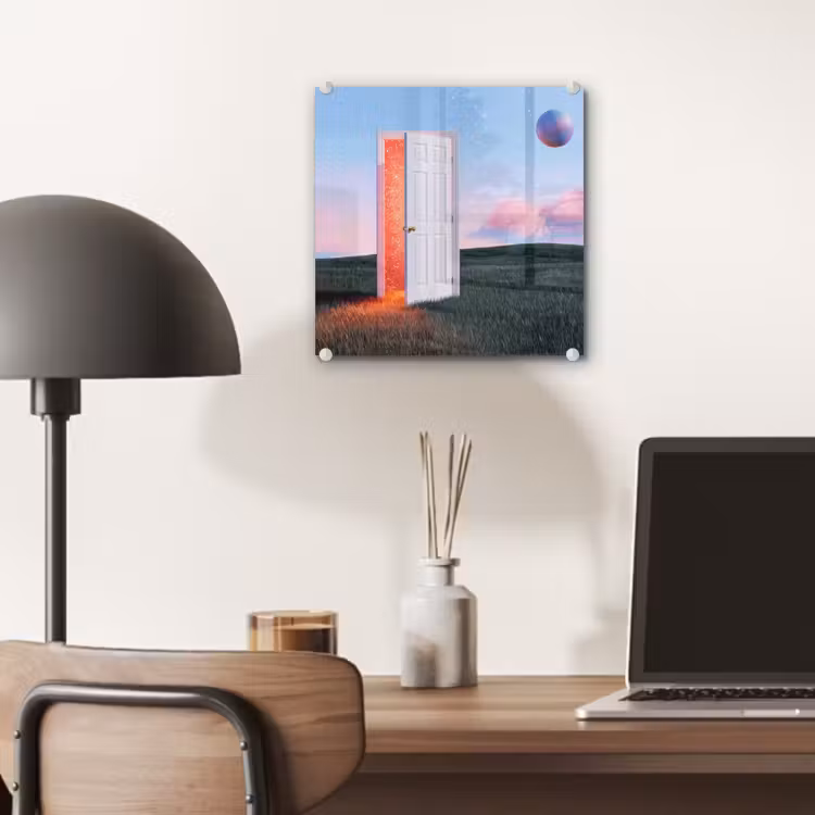 Glas schilderij - Deur - Fantasie - Ruimte — 7