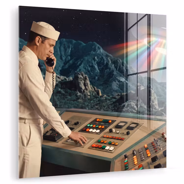 Glas schilderij - Man - Controlekamer - Strand — 1