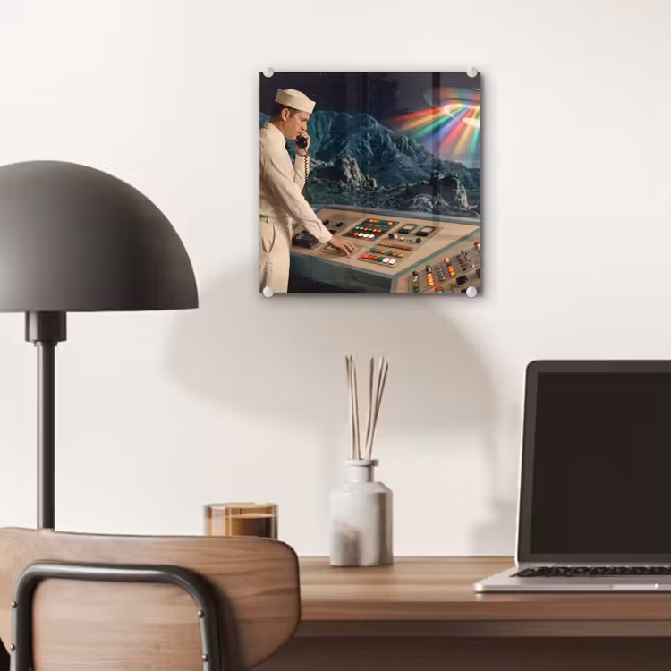 Glas schilderij - Man - Controlekamer - Strand — 7